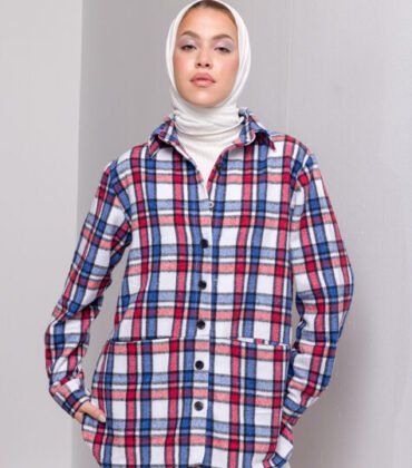 Blue checked wool shirt