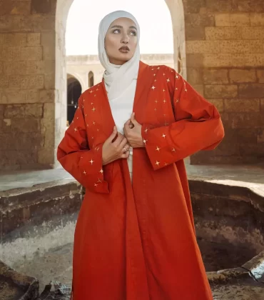 Moon love kimono in brick