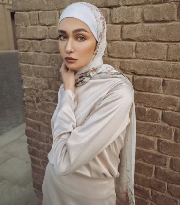 Pearl satin top in beige