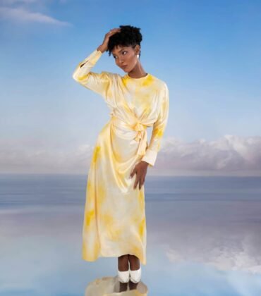 Juliette Satin Dress in Yellow