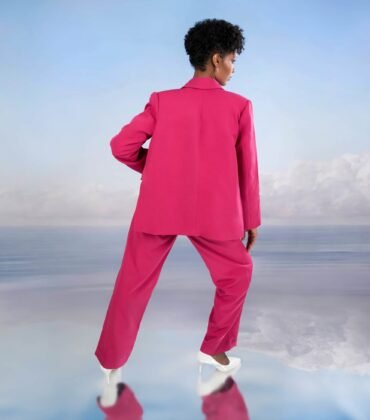 High-waisted Tailored Trousers in Pink